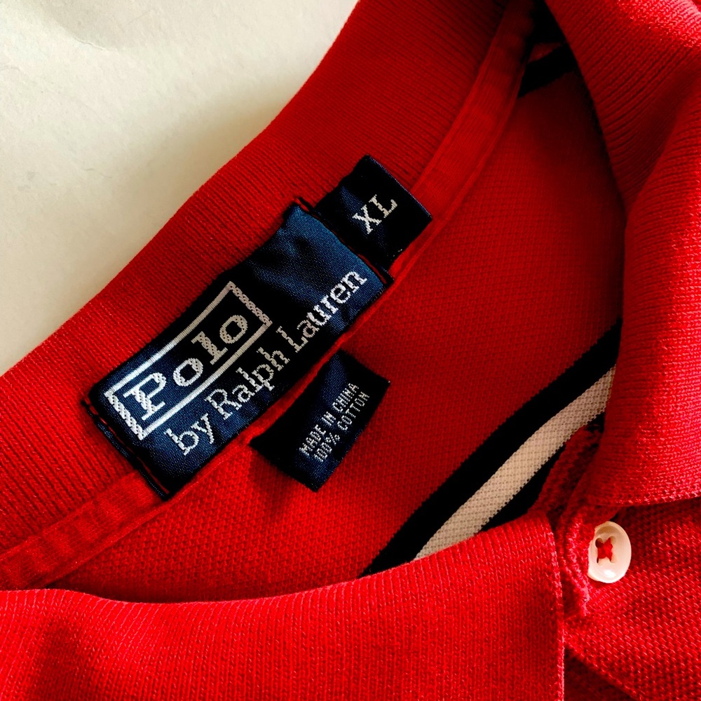 Polo XL RED WITH BLUE AND WHITE STRIIES